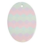 Argyle Triangle Plaid Blue Pink Red Blue Orange Ornament (Oval) Front