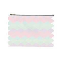 Argyle Triangle Plaid Blue Pink Red Blue Orange Cosmetic Bag (large) 