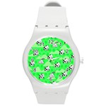 Animals Cow Home Sweet Tree Green Round Plastic Sport Watch (M) Front