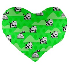 Animals Cow Home Sweet Tree Green Large 19  Premium Heart Shape Cushions