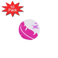 Bird Feathers Star Pink 1  Mini Buttons (10 Pack) 