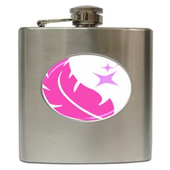 Bird Feathers Star Pink Hip Flask (6 Oz) by Alisyart