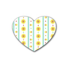 Beans Flower Floral Yellow Heart Coaster (4 Pack) 