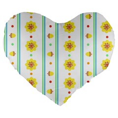 Beans Flower Floral Yellow Large 19  Premium Heart Shape Cushions by Alisyart