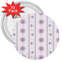 Beans Flower Floral Purple 3  Buttons (10 Pack)  by Alisyart