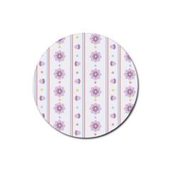 Beans Flower Floral Purple Rubber Coaster (round)  by Alisyart