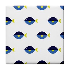 Blue Fish Swim Yellow Sea Beach Tile Coasters by Alisyart