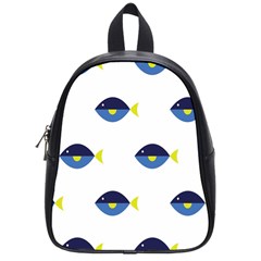 Blue Fish Swim Yellow Sea Beach School Bags (small) 