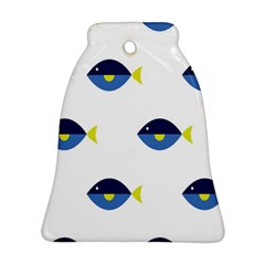 Blue Fish Swim Yellow Sea Beach Ornament (bell)