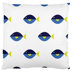 Blue Fish Swim Yellow Sea Beach Large Cushion Case (two Sides)