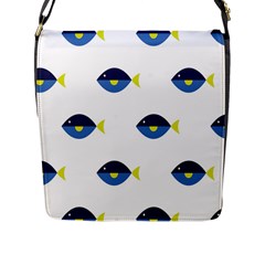 Blue Fish Swim Yellow Sea Beach Flap Messenger Bag (l)  by Alisyart