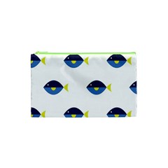 Blue Fish Swim Yellow Sea Beach Cosmetic Bag (xs) by Alisyart