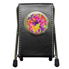 Butterfly Animals Rainbow Color Purple Pink Green Yellow Pen Holder Desk Clocks by Alisyart