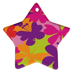 Butterfly Animals Rainbow Color Purple Pink Green Yellow Star Ornament (two Sides)