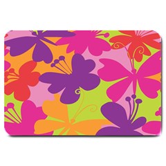 Butterfly Animals Rainbow Color Purple Pink Green Yellow Large Doormat  by Alisyart