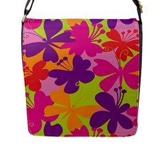 Butterfly Animals Rainbow Color Purple Pink Green Yellow Flap Messenger Bag (l)  by Alisyart