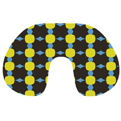 Blue Black Yellow Plaid Star Wave Chevron Travel Neck Pillows by Alisyart