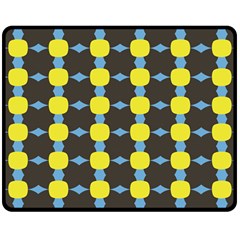 Blue Black Yellow Plaid Star Wave Chevron Double Sided Fleece Blanket (medium)  by Alisyart