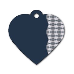 Argyle Triangle Plaid Blue Grey Dog Tag Heart (two Sides)