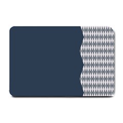 Argyle Triangle Plaid Blue Grey Small Doormat  by Alisyart