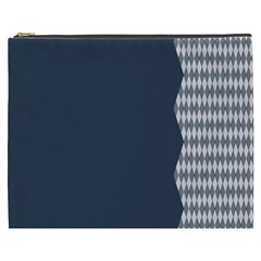 Argyle Triangle Plaid Blue Grey Cosmetic Bag (xxxl)  by Alisyart