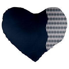 Argyle Triangle Plaid Blue Grey Large 19  Premium Heart Shape Cushions