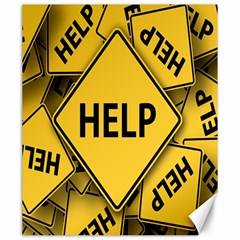 Caution Road Sign Help Cross Yellow Canvas 20  X 24  