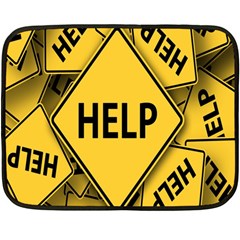 Caution Road Sign Help Cross Yellow Double Sided Fleece Blanket (mini) 