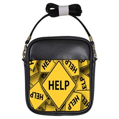 Caution Road Sign Help Cross Yellow Girls Sling Bags by Alisyart