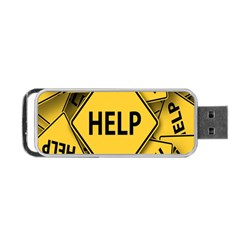 Caution Road Sign Help Cross Yellow Portable Usb Flash (one Side) by Alisyart