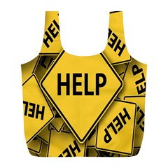 Caution Road Sign Help Cross Yellow Full Print Recycle Bags (l)  by Alisyart