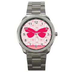 Butterfly Animals Pink Plaid Triangle Circle Flower Sport Metal Watch