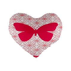 Butterfly Animals Pink Plaid Triangle Circle Flower Standard 16  Premium Heart Shape Cushions