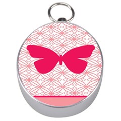 Butterfly Animals Pink Plaid Triangle Circle Flower Silver Compasses by Alisyart