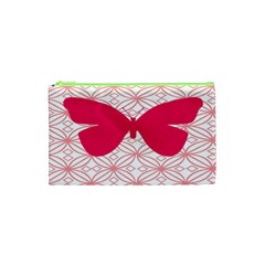 Butterfly Animals Pink Plaid Triangle Circle Flower Cosmetic Bag (xs) by Alisyart