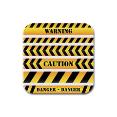 Caution Road Sign Warning Cross Danger Yellow Chevron Line Black Rubber Square Coaster (4 Pack)  by Alisyart