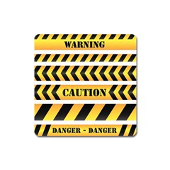 Caution Road Sign Warning Cross Danger Yellow Chevron Line Black Square Magnet by Alisyart