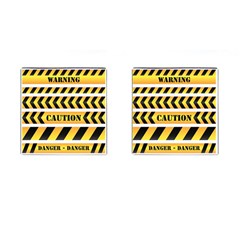 Caution Road Sign Warning Cross Danger Yellow Chevron Line Black Cufflinks (square) by Alisyart