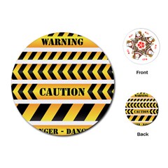 Caution Road Sign Warning Cross Danger Yellow Chevron Line Black Playing Cards (round) 