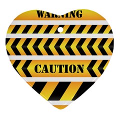 Caution Road Sign Warning Cross Danger Yellow Chevron Line Black Heart Ornament (two Sides) by Alisyart