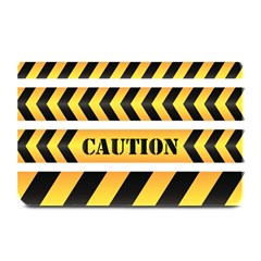 Caution Road Sign Warning Cross Danger Yellow Chevron Line Black Plate Mats