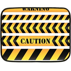 Caution Road Sign Warning Cross Danger Yellow Chevron Line Black Fleece Blanket (mini)