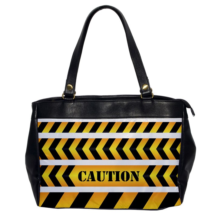 Caution Road Sign Warning Cross Danger Yellow Chevron Line Black Office Handbags