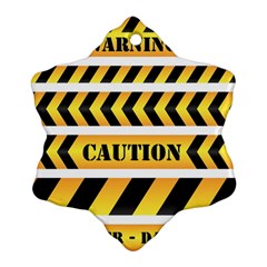Caution Road Sign Warning Cross Danger Yellow Chevron Line Black Snowflake Ornament (two Sides)