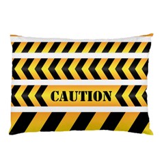 Caution Road Sign Warning Cross Danger Yellow Chevron Line Black Pillow Case (two Sides)