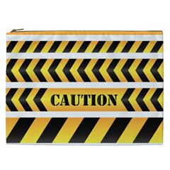 Caution Road Sign Warning Cross Danger Yellow Chevron Line Black Cosmetic Bag (xxl) 