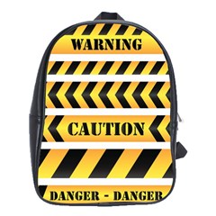 Caution Road Sign Warning Cross Danger Yellow Chevron Line Black School Bags (xl)  by Alisyart