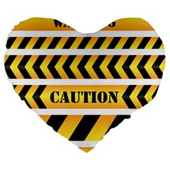 Caution Road Sign Warning Cross Danger Yellow Chevron Line Black Large 19  Premium Heart Shape Cushions by Alisyart