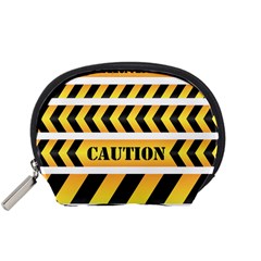 Caution Road Sign Warning Cross Danger Yellow Chevron Line Black Accessory Pouches (small)  by Alisyart
