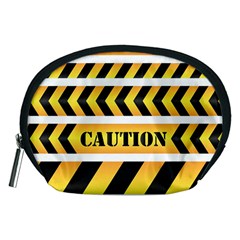 Caution Road Sign Warning Cross Danger Yellow Chevron Line Black Accessory Pouches (medium)  by Alisyart